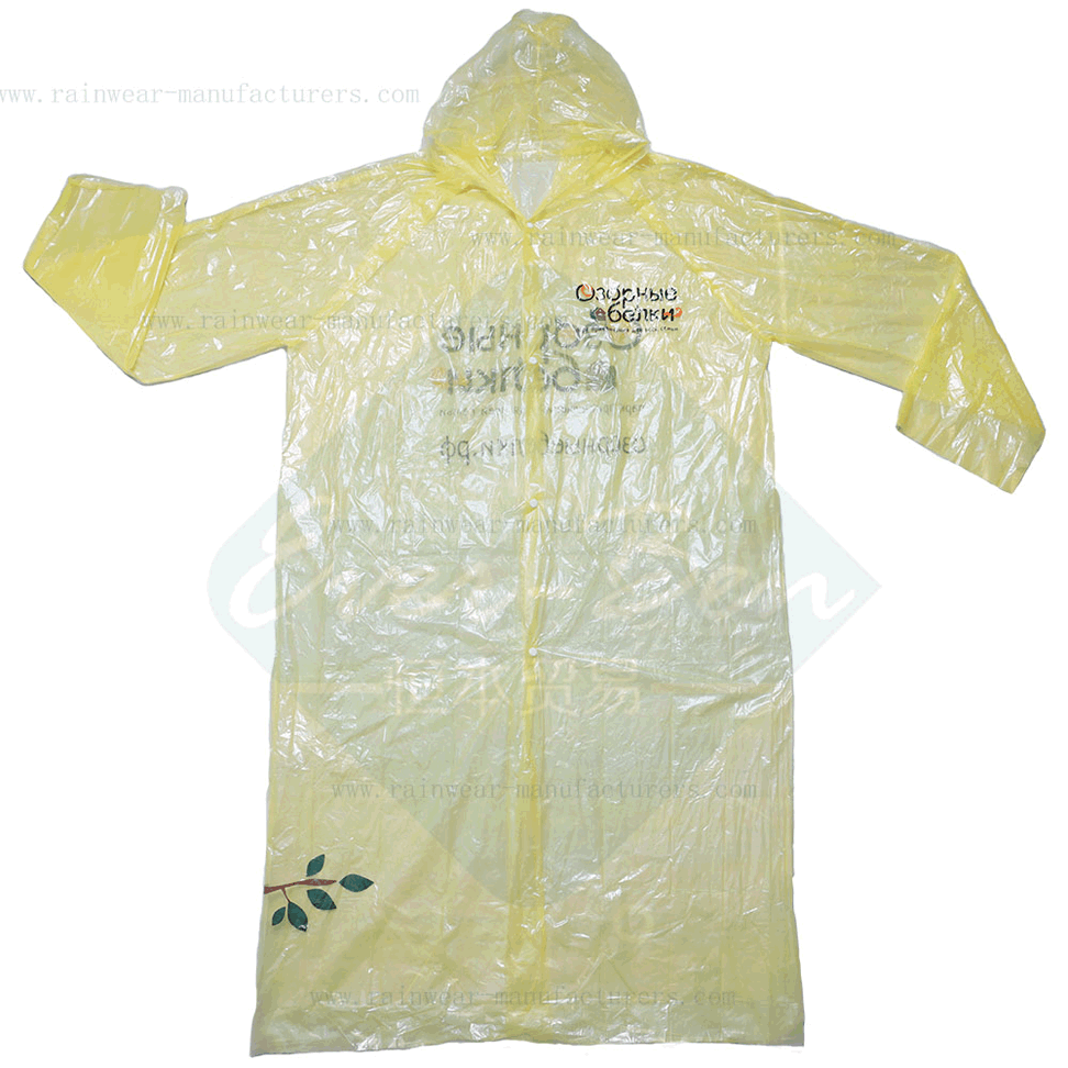 long emergency PE raincoat disposable rainwear emergency rain wear yellow rain coat lightweight  